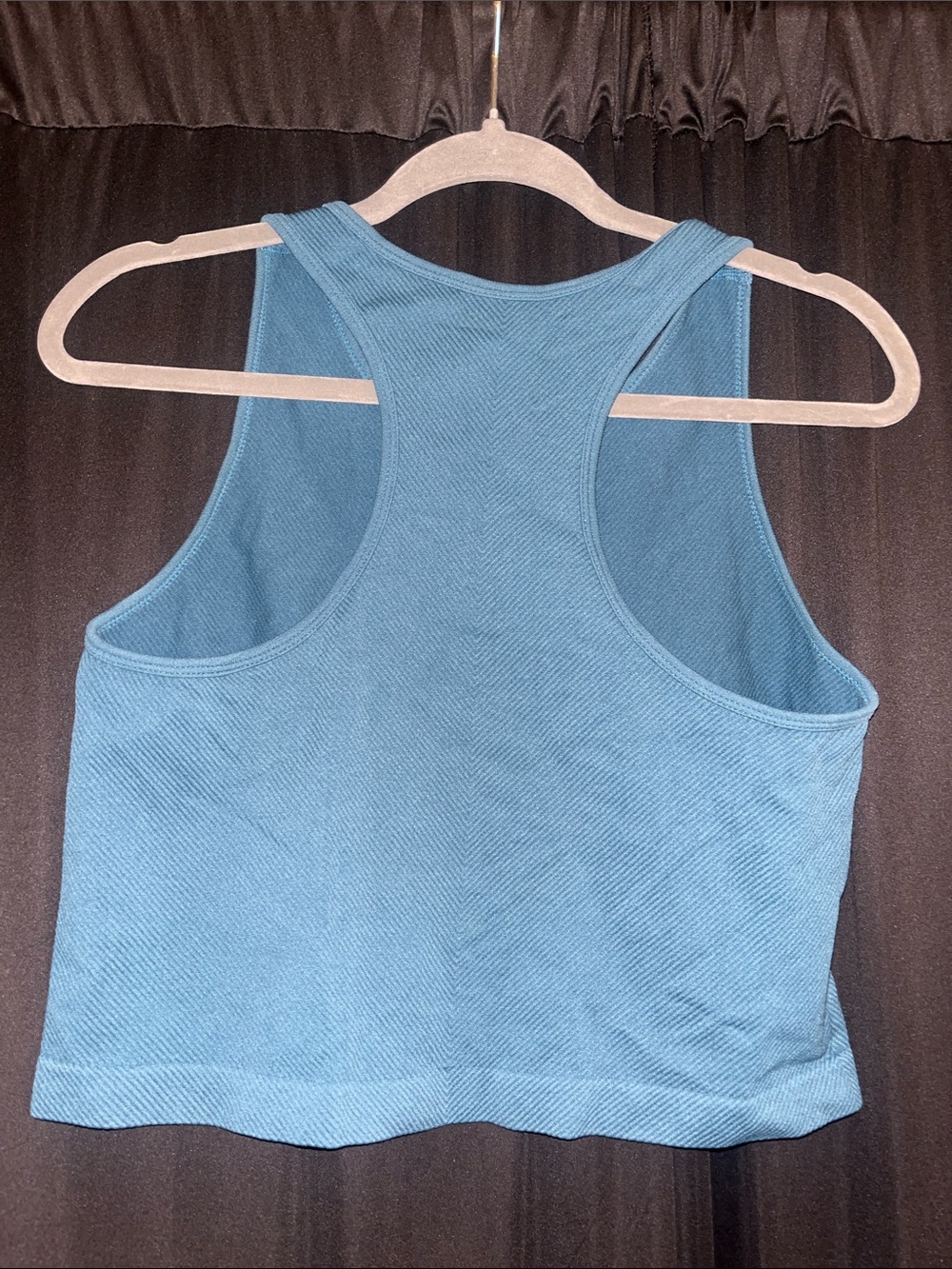 Casual Blue Ribbed Razorback Tank Top - Picture 3 of 3